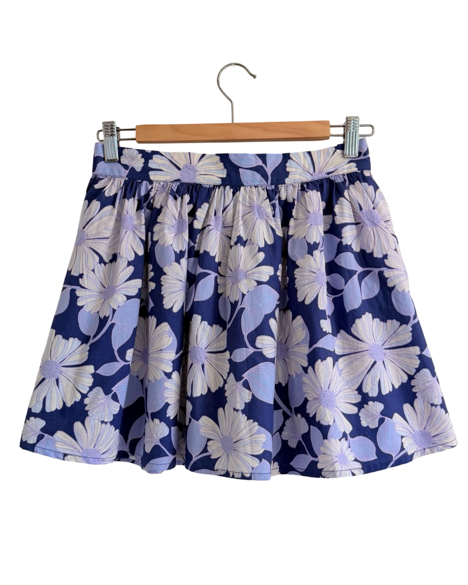 Indigo Garden Mini Skirt — cobalt blue wildflower print cotton skirt | Sur La Vague