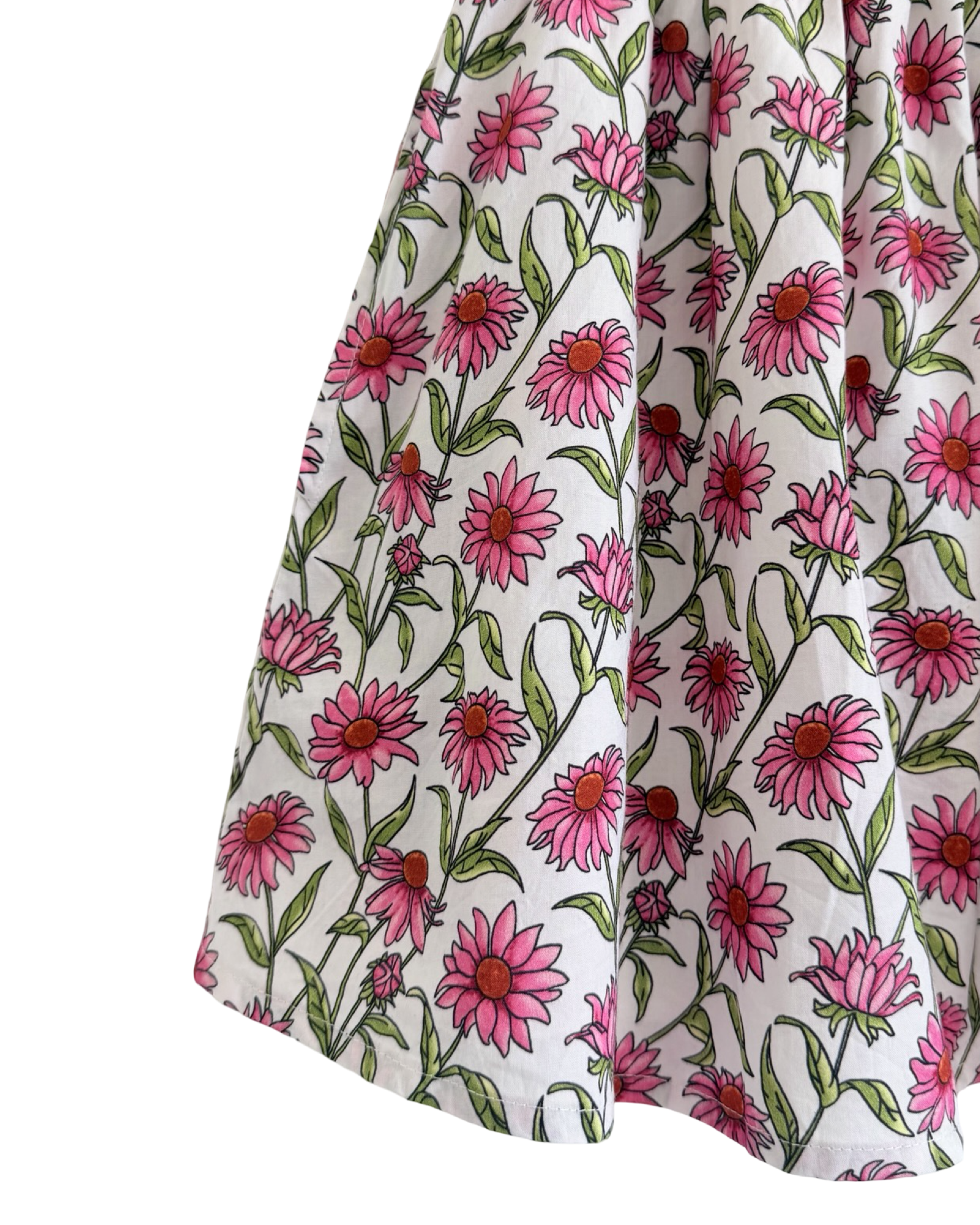 Echinacea Mini Skirt — bright botanical floral ruched waist mini skirt | Sur La Vague