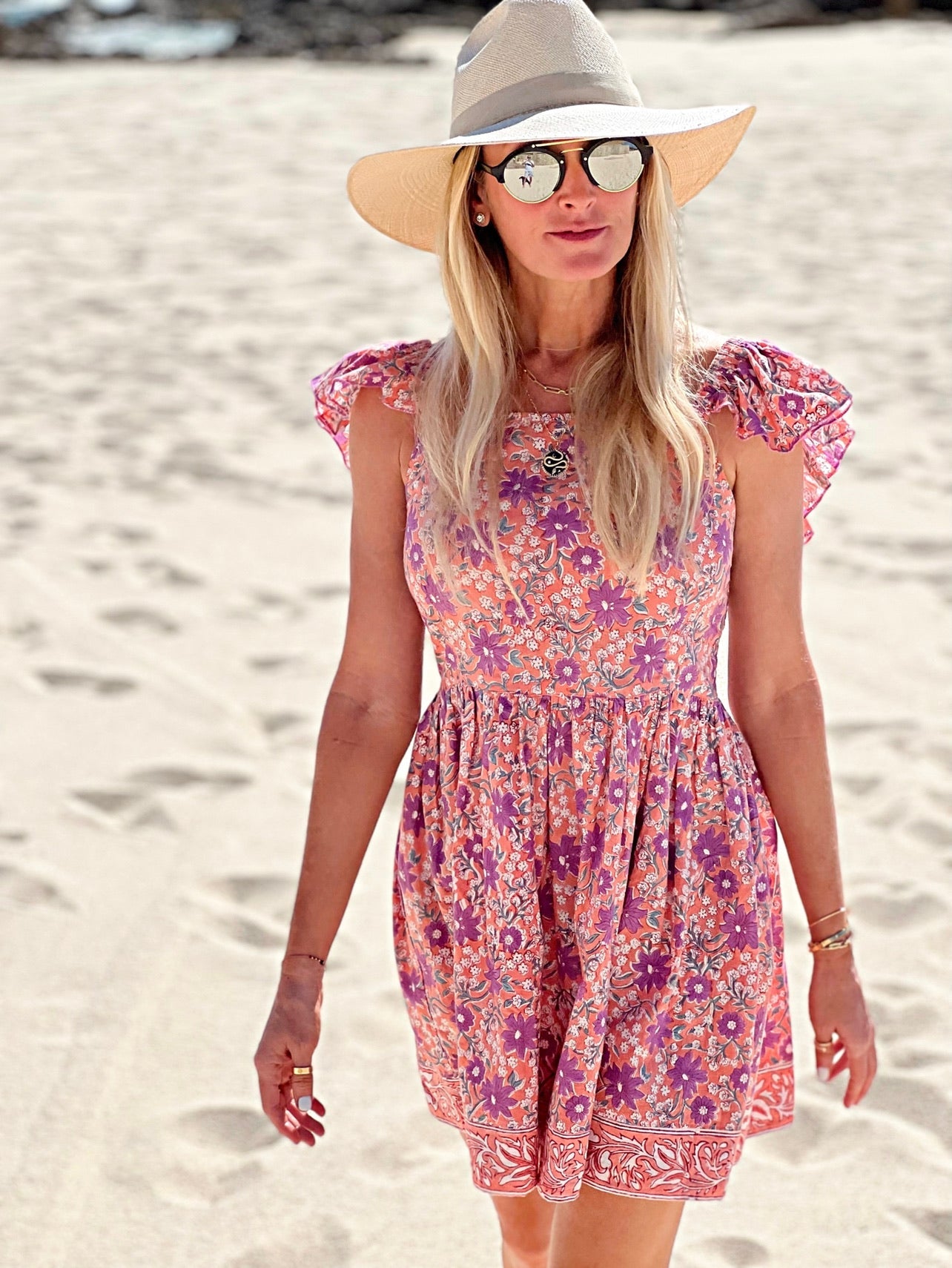 Coral Mini Flutter Dress - Sur La Vague