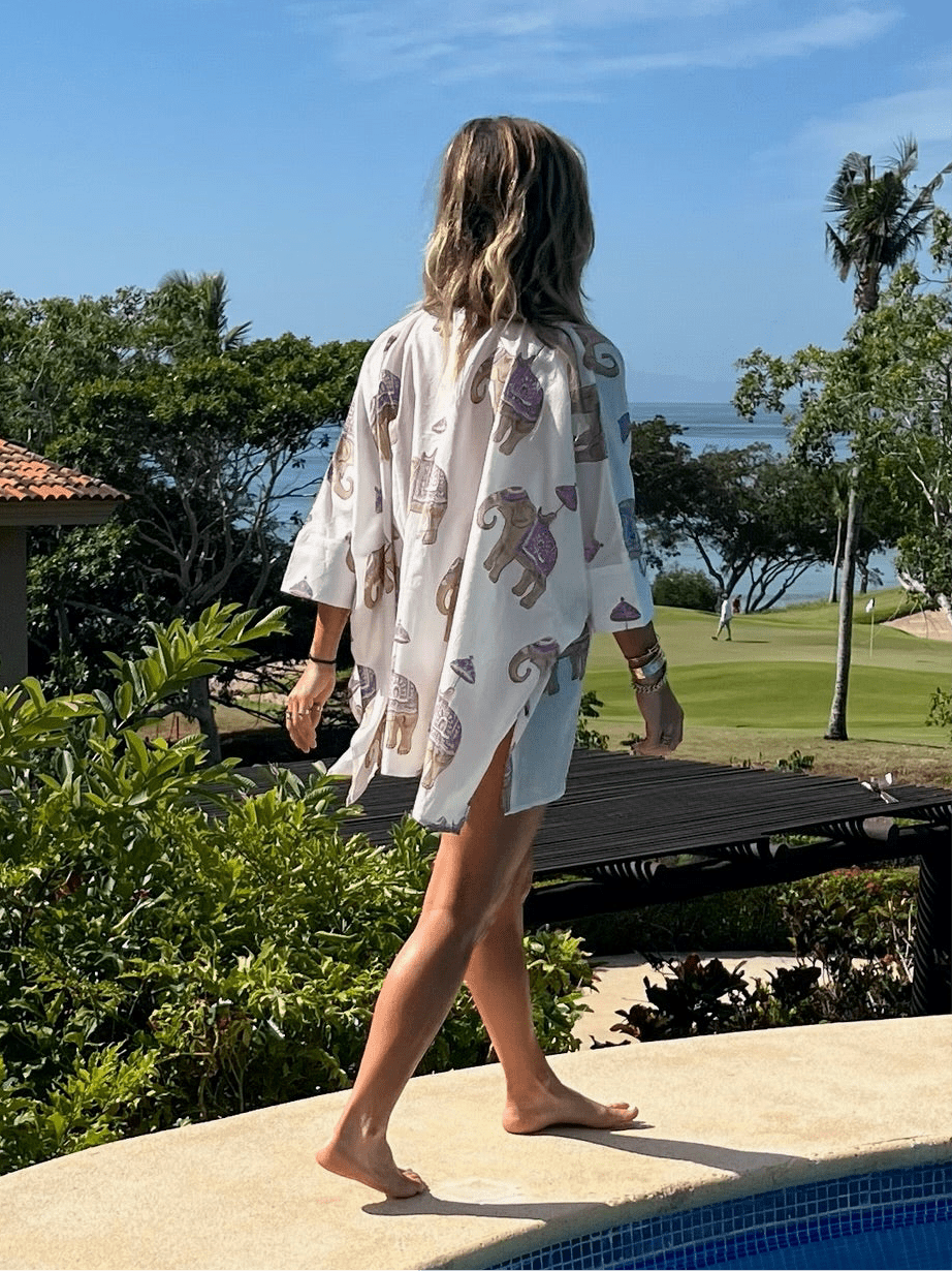 Elephants Structured Cotton Tunic - Sur La Vague