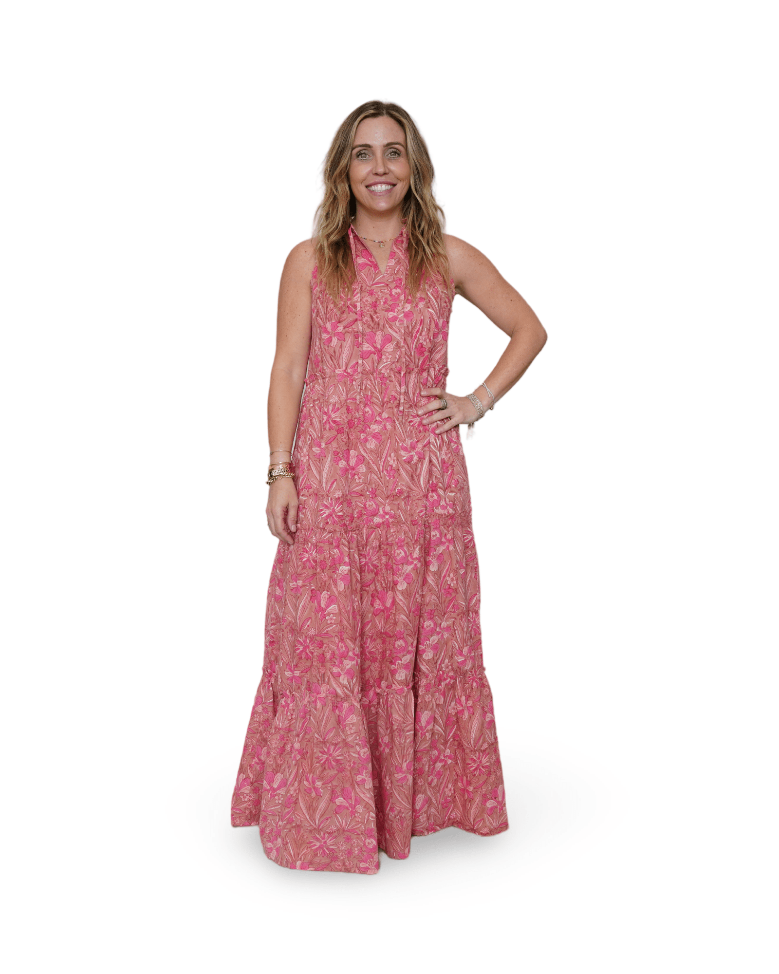 Fuchsia Ruffle Maxi Dress - Sur La Vague