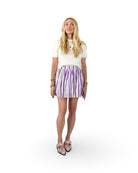 Gray Stripe Panel Mini Skirt - Sur La Vague