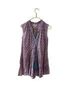 Iris Cap Sleeve Mini Dress - Sur La Vague- boho block print