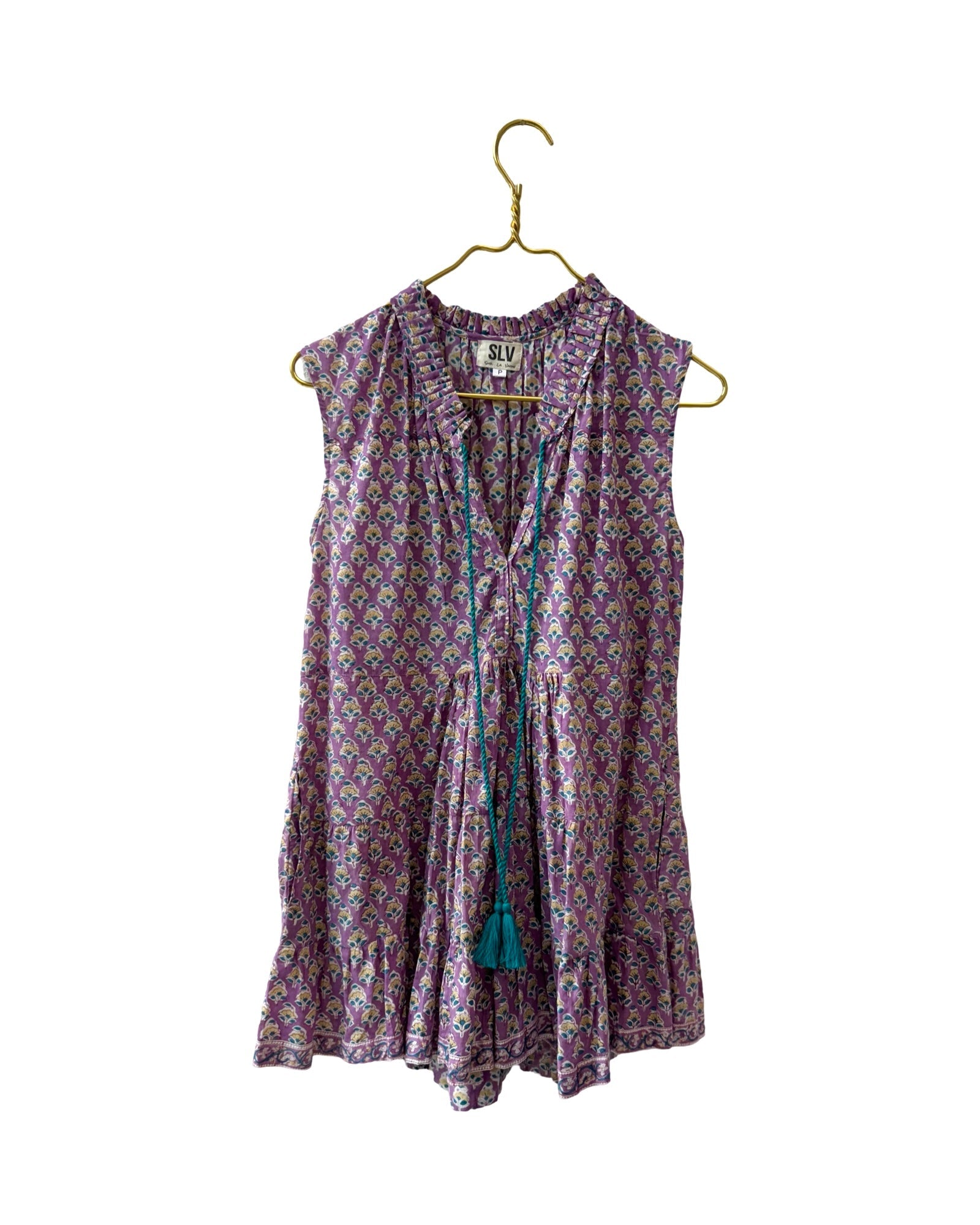 Iris Cap Sleeve Mini Dress - Sur La Vague- boho block print
