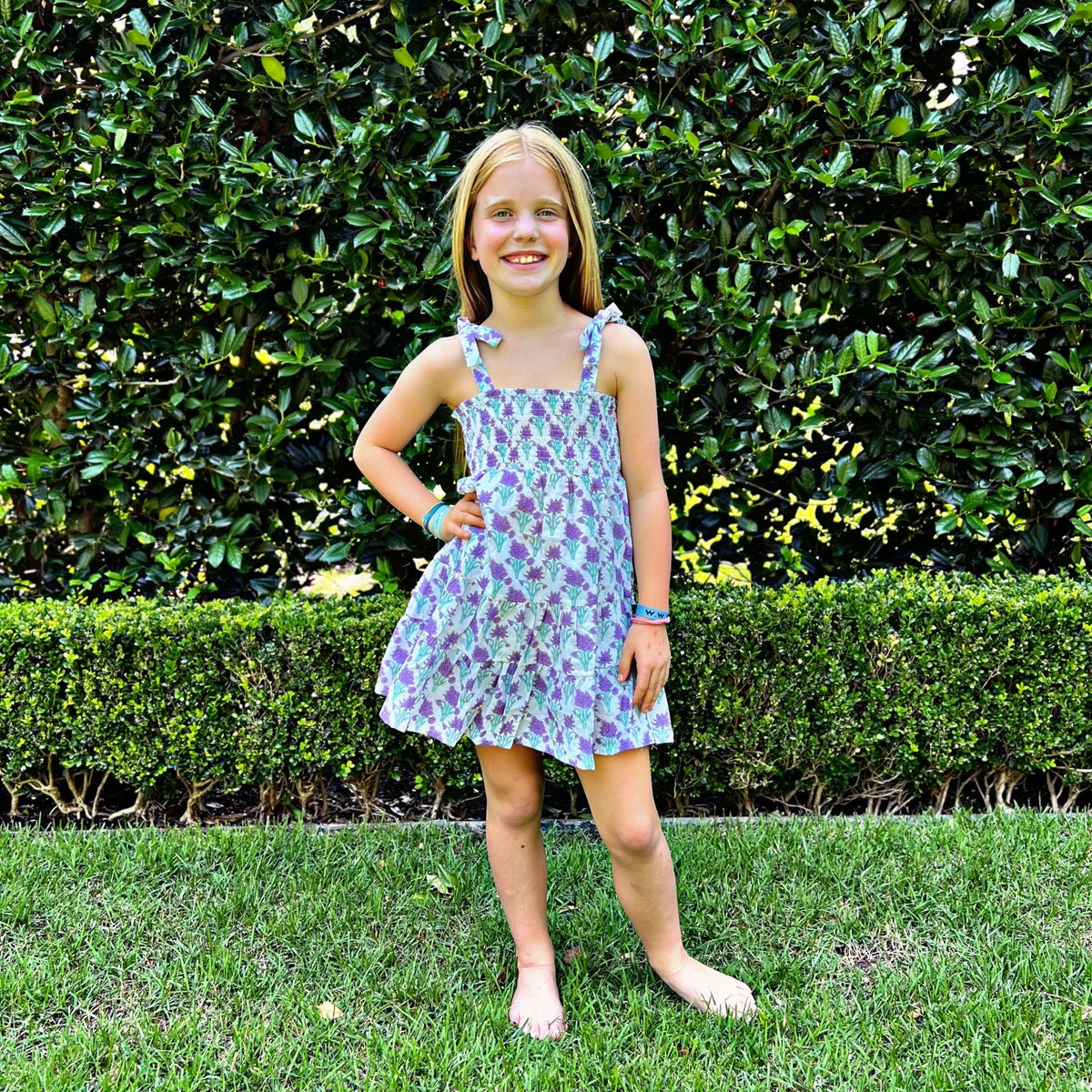 Kids Lavender Dress 100% Cotton Girls Sundress | Sur La Vague Kids Lavender Dress 100% Cotton Girls Sundress | Sur La Vague