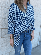 Navy Dots Structured Cotton Tunic - Sur La Vague