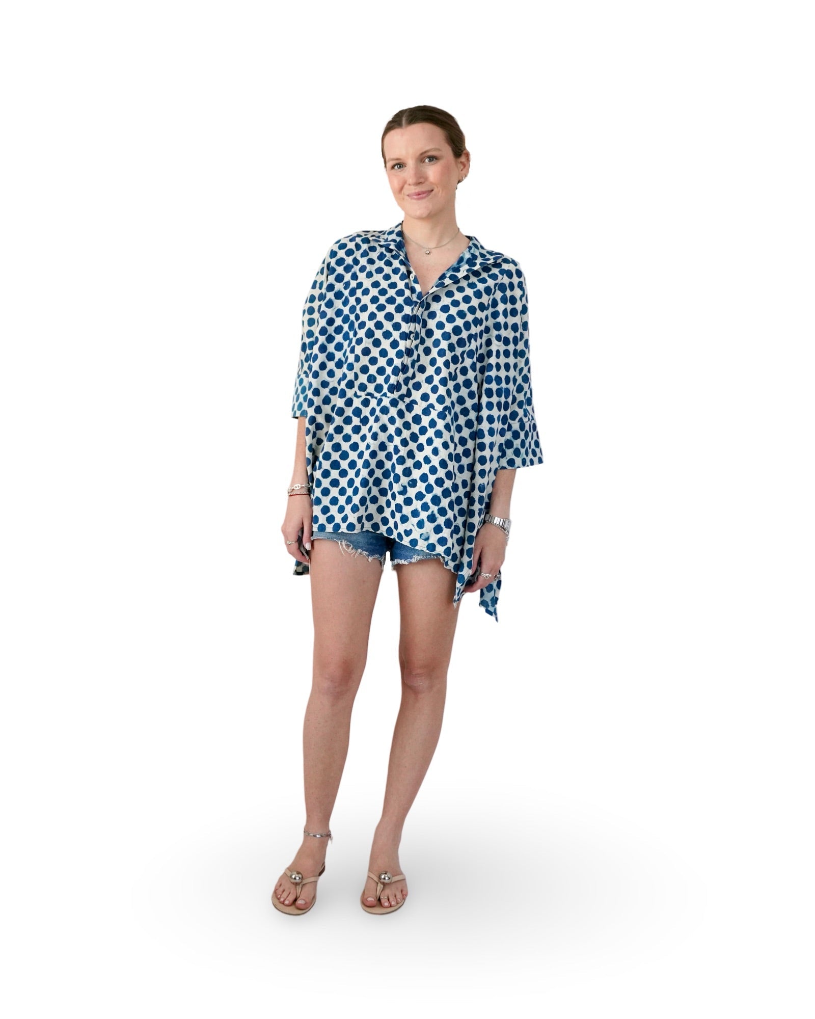 Navy Dots Structured Tunic - Sur La Vague