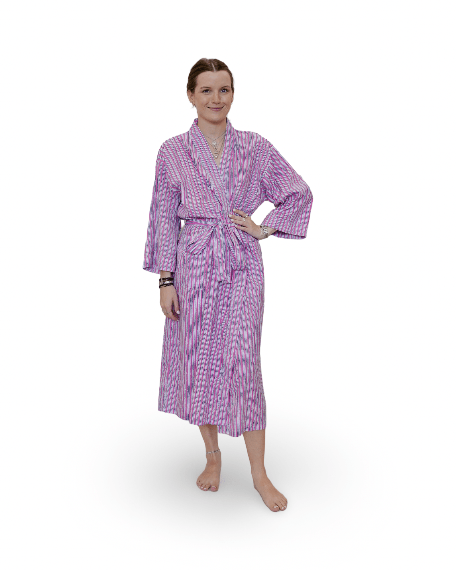 Pink Blue Stripe Sunduster Robe - Sur La Vague