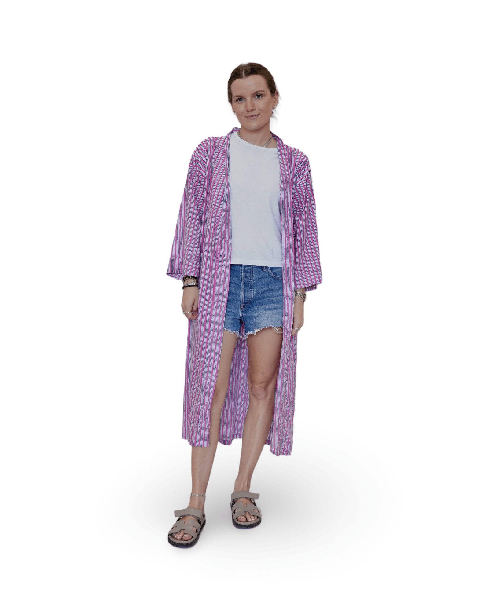 Pink Blue Stripe Sunduster Robe - Sur La Vague