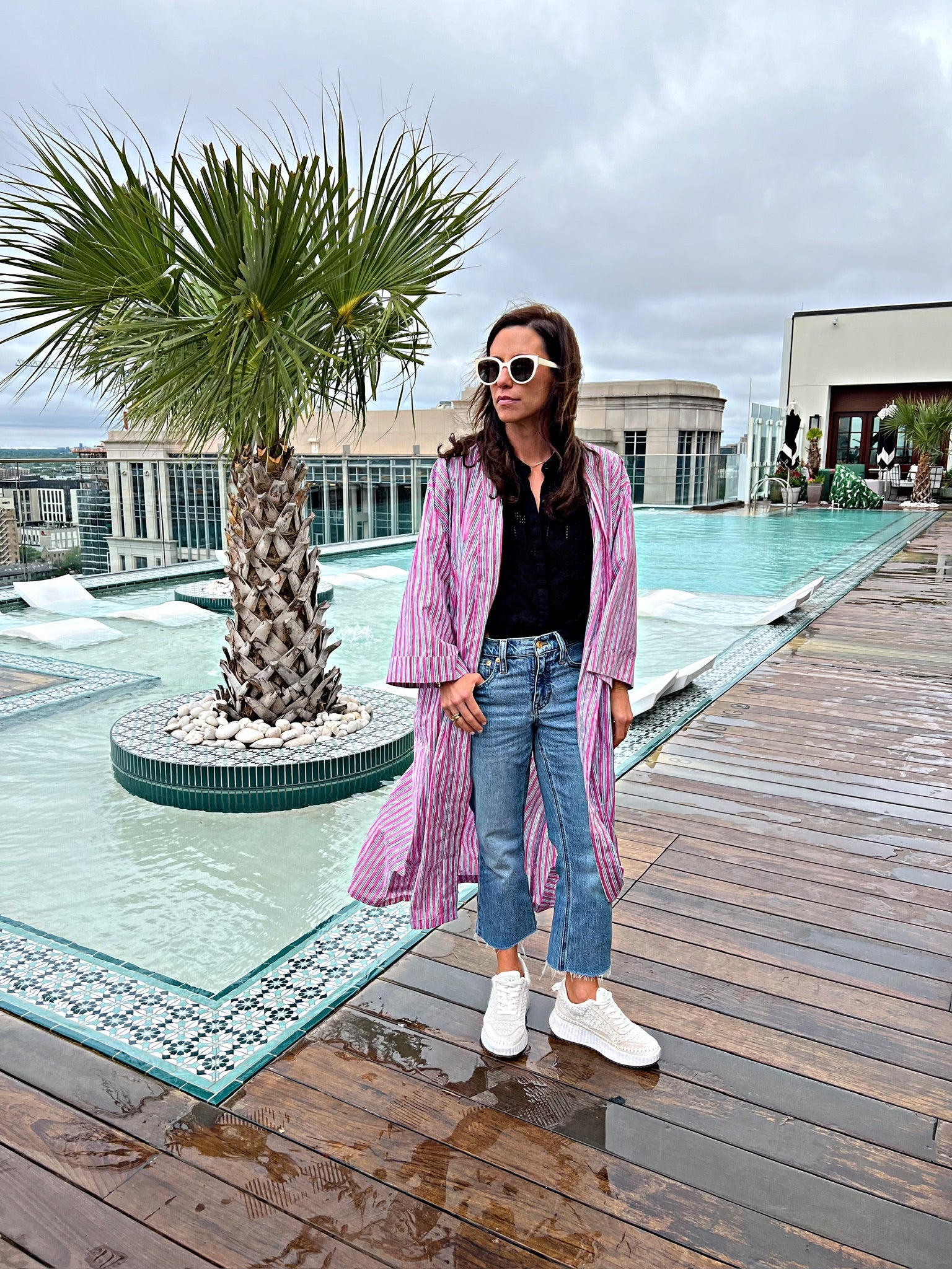 Pink Blue Stripe Sunduster Robe - Sur La Vague