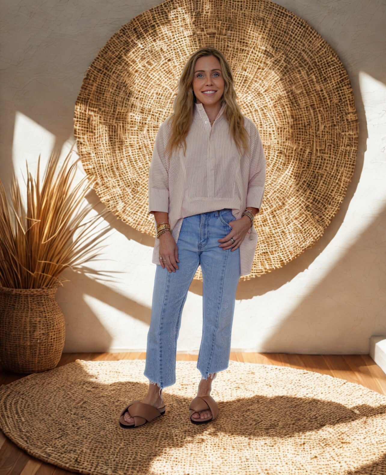 Pink Stripe Structured Tunic - Sur La Vague