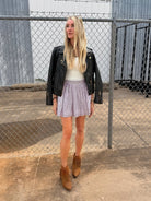 Purple Pinstripe Panel Mini Skirt - Sur La Vague