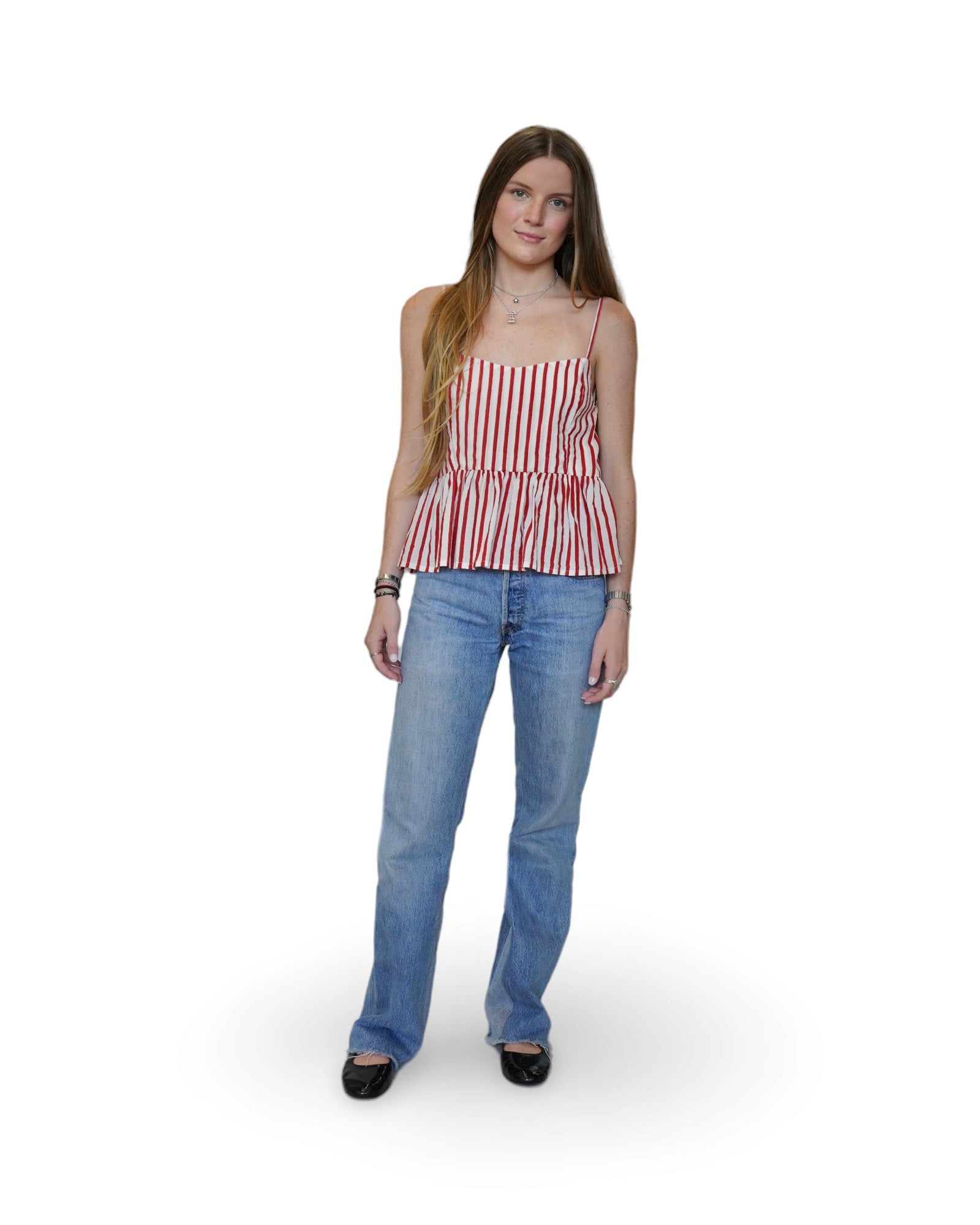 Red Stripe Peplum Tank - Sur La Vague
