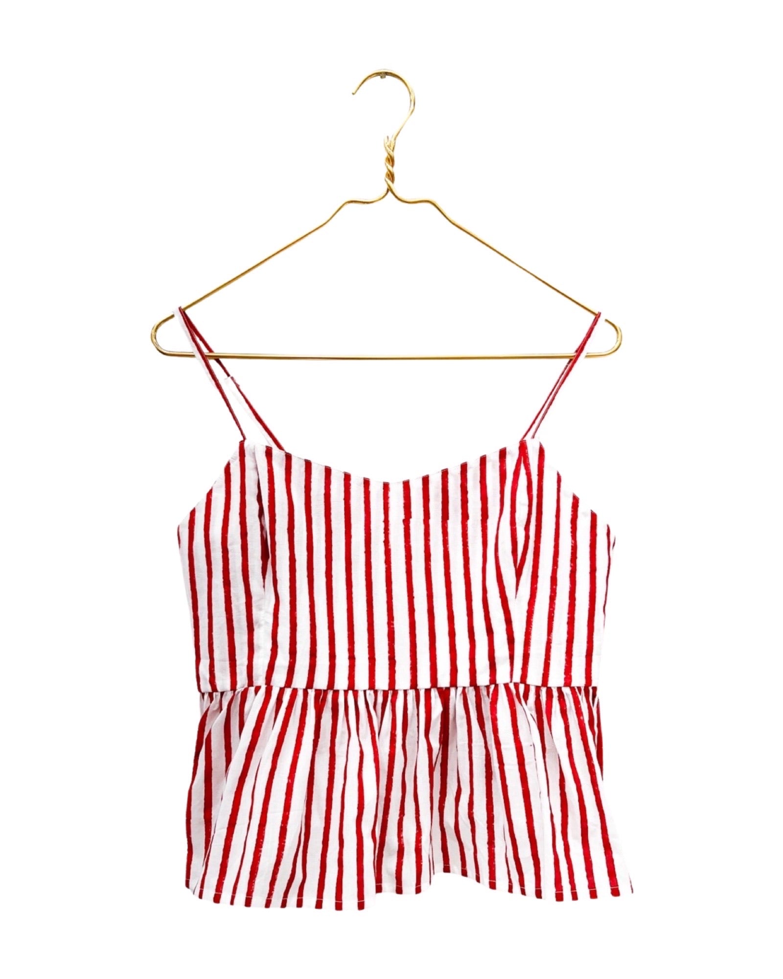 Red Stripe Peplum Tank - Sur La Vague