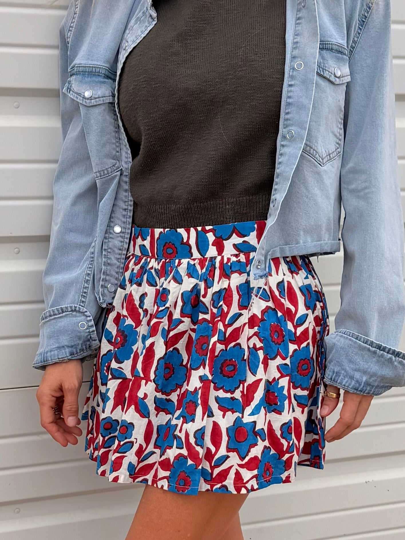 Royal Floral Panel Mini Skirt - Sur La Vague