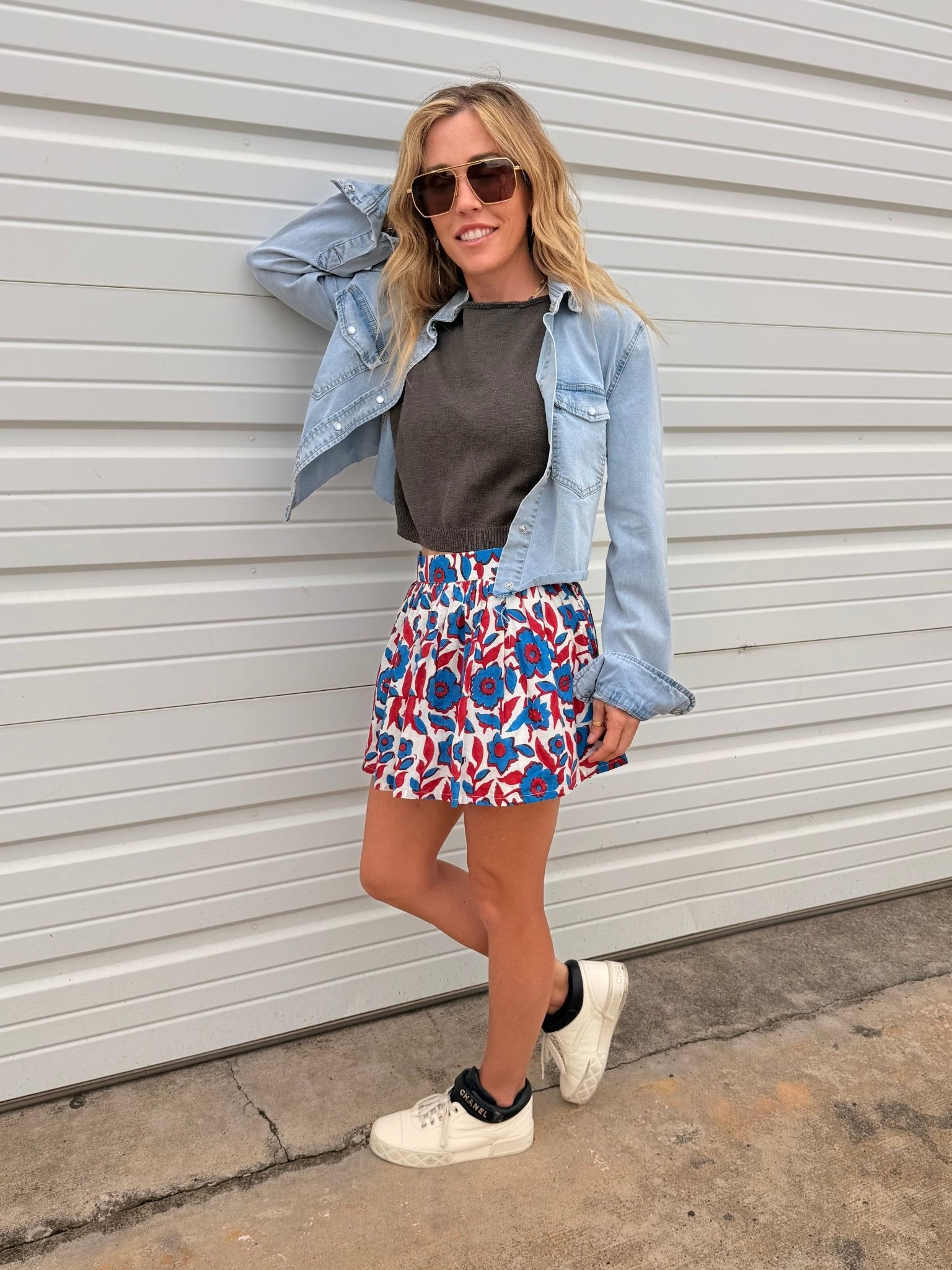 Royal Floral Panel Mini Skirt - Sur La Vague