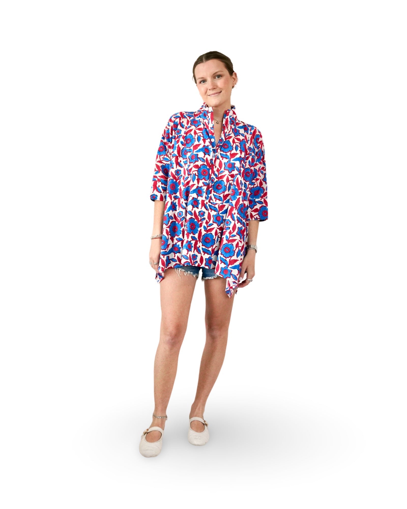 Royal Floral Structured Tunic - Sur La Vague