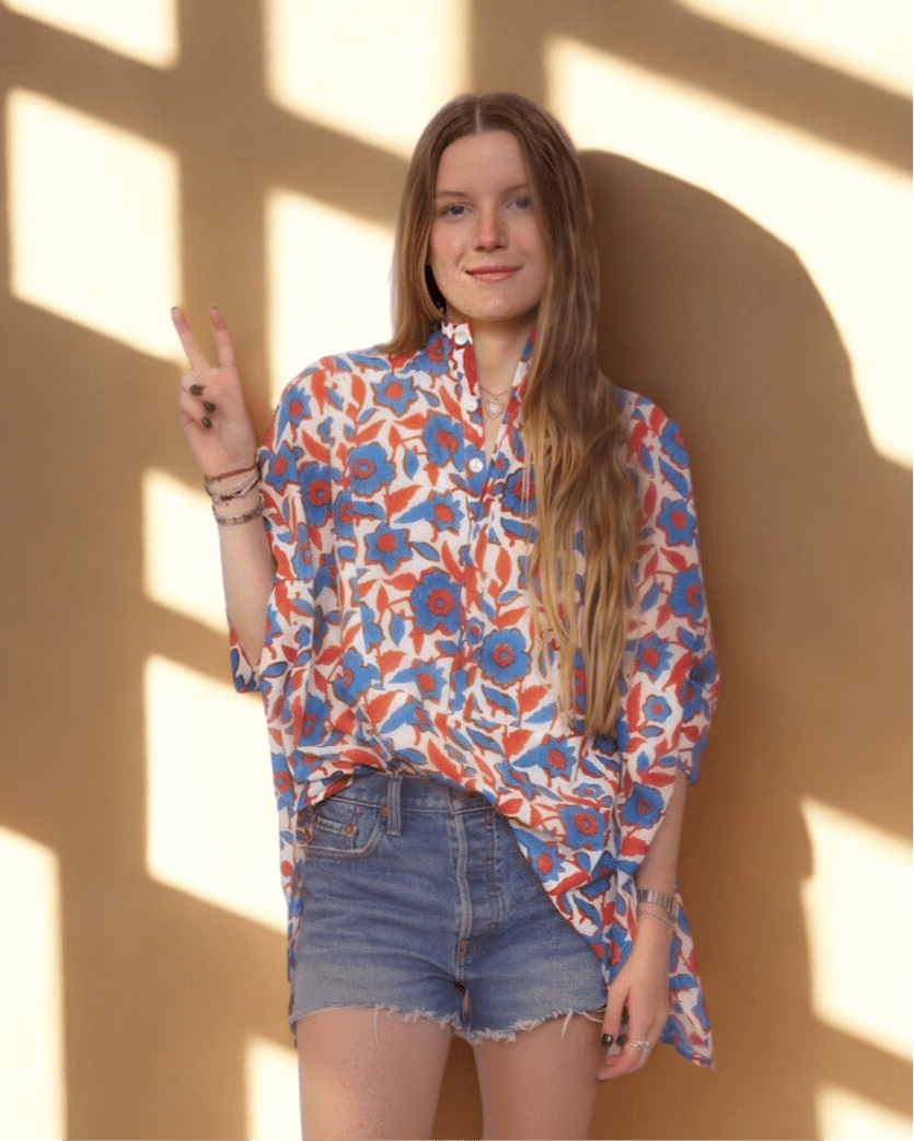 Royal Floral Structured Cotton Tunic - Sur La Vague