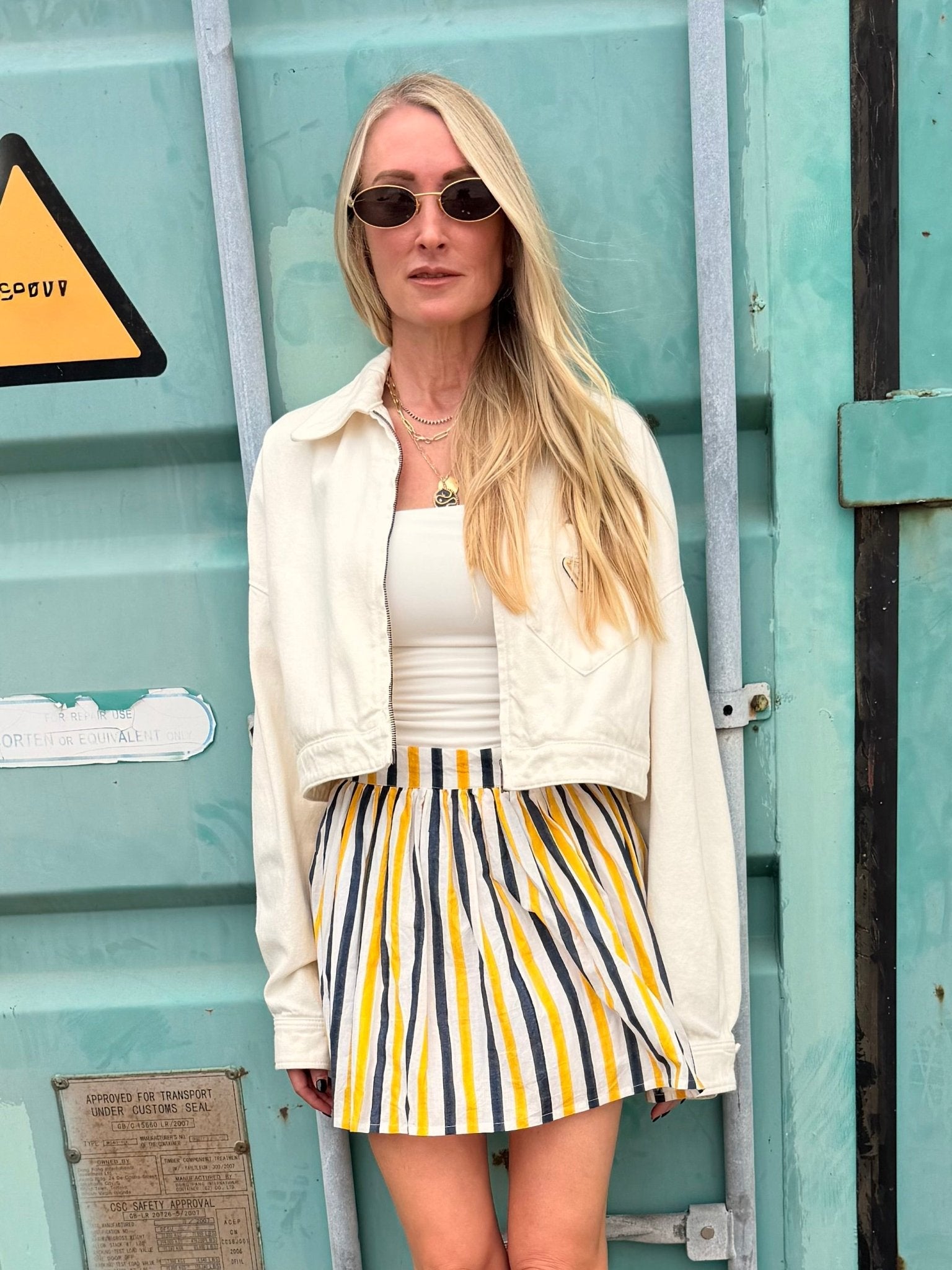 Scottie Stripe Panel Mini Skirt - Sur La Vague