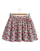 Echinacea Mini Skirt — pink coneflower botanical print on white cotton | Sur La Vague