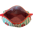 Mint Lobster Pouch Set — hand block-printed makeup bag set, mint lobster cotton | Sur La Vague
