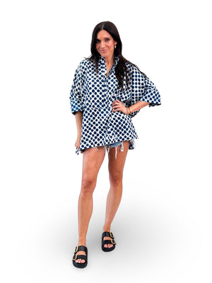 Navy Dots Structured Tunic