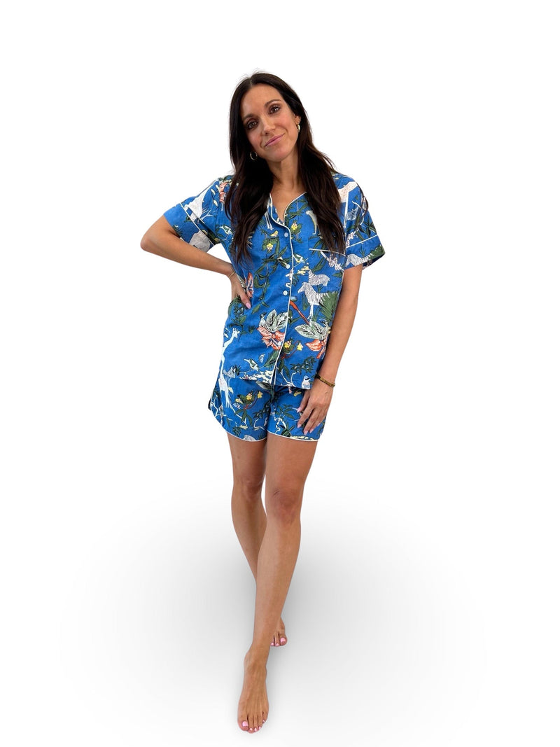 Cobalt Safari Pajama Short Set