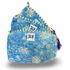 Azure Pouch Set — turquoise and white botanical print quilted cotton pouches | Sur La Vague