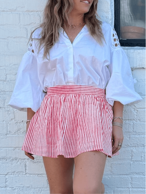 Aperol Stripe Panel Mini Skirt — Cotton Block Print | Sur La Vague