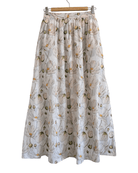 Cosmos Maxi Skirt — blush and cream cosmos floral on light cotton, flowing maxi with pockets | Sur La Vague