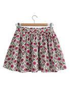 Echinacea Mini Skirt — pink coneflower botanical print on white cotton, A-line mini skirt with pockets | Sur La Vague