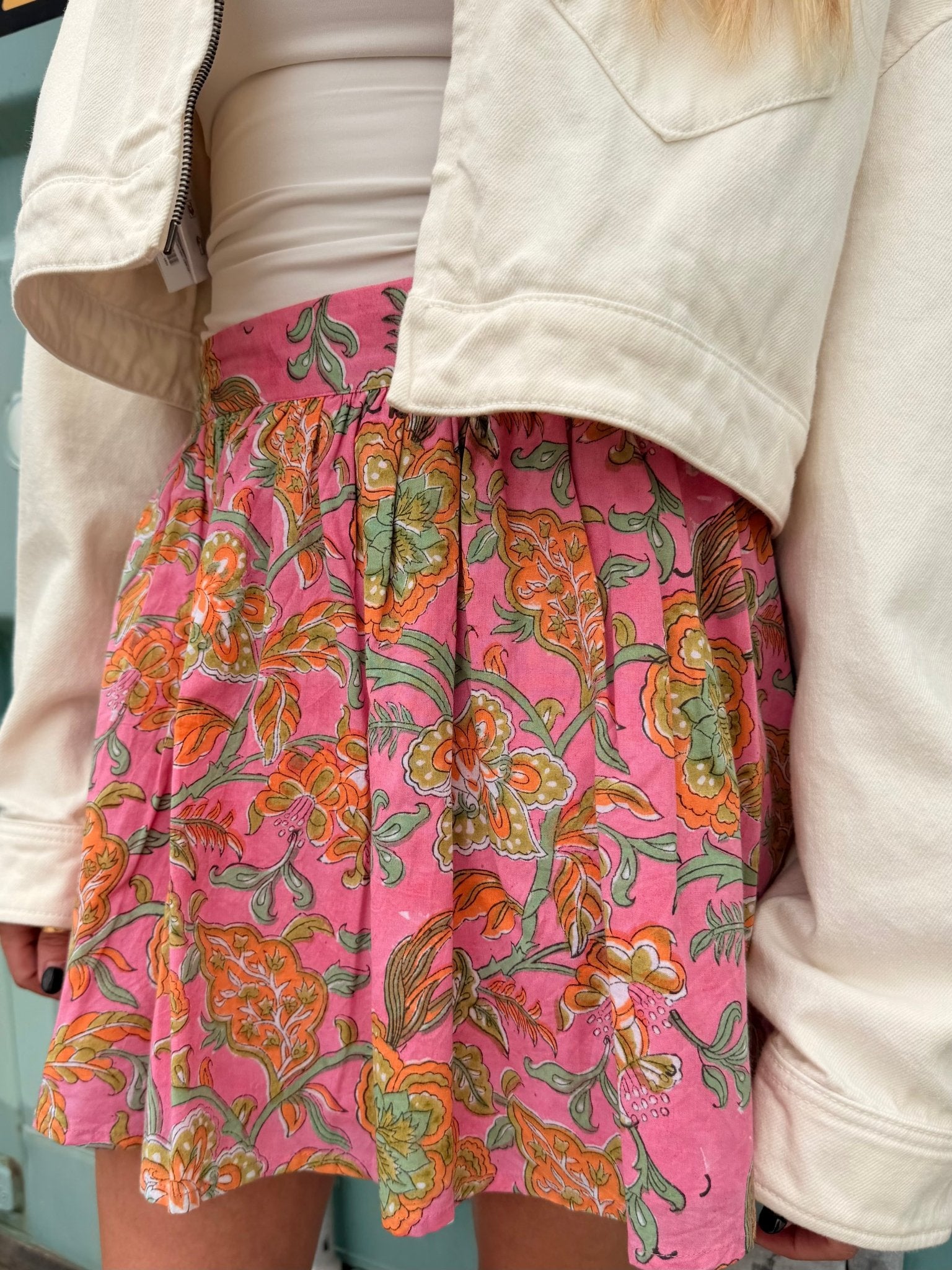 Emma Floral Panel Mini Skirt — Cotton, One Size | Sur La Vague