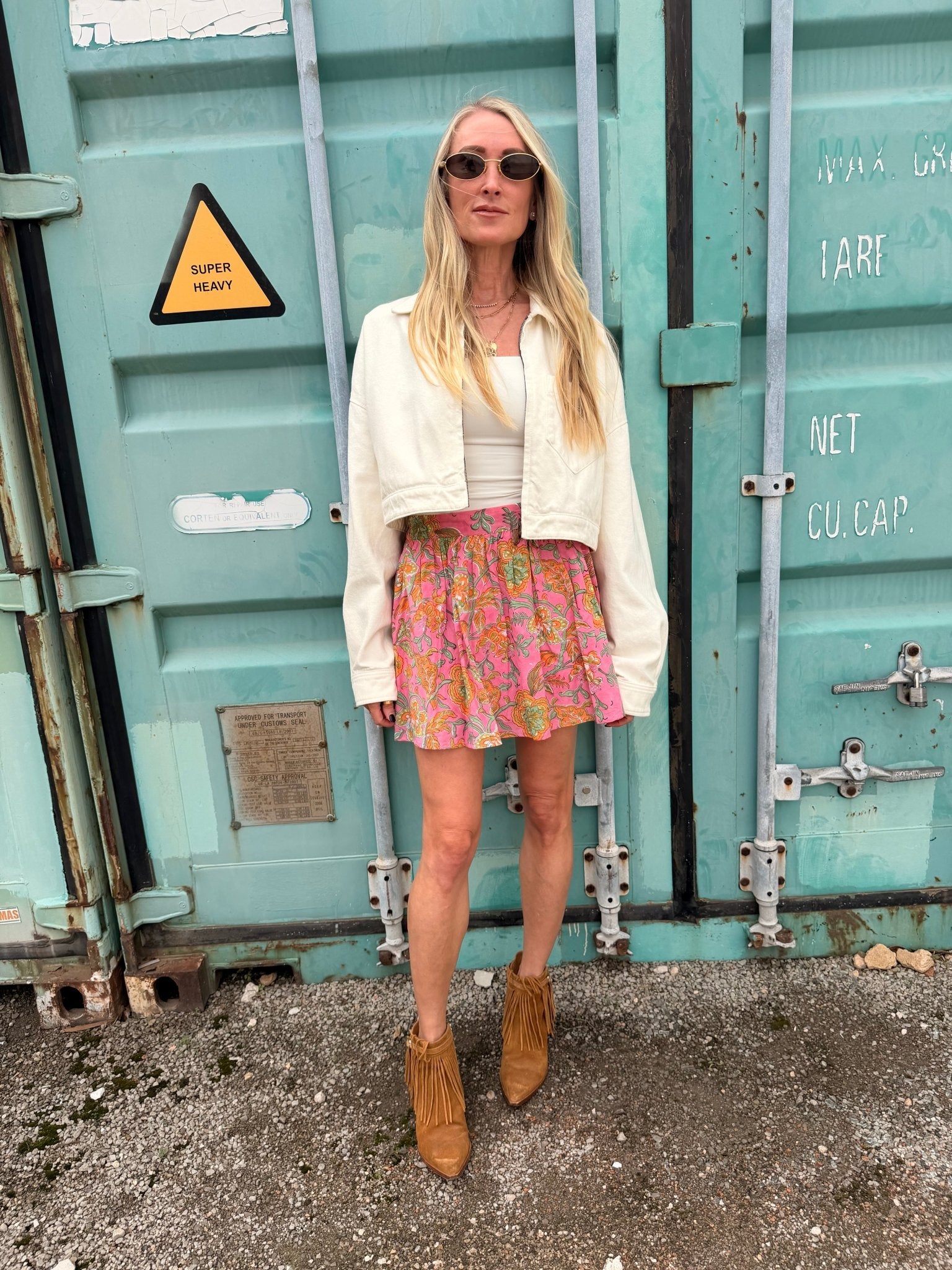 Emma Floral Panel Mini Skirt — Cotton, One Size | Sur La Vague