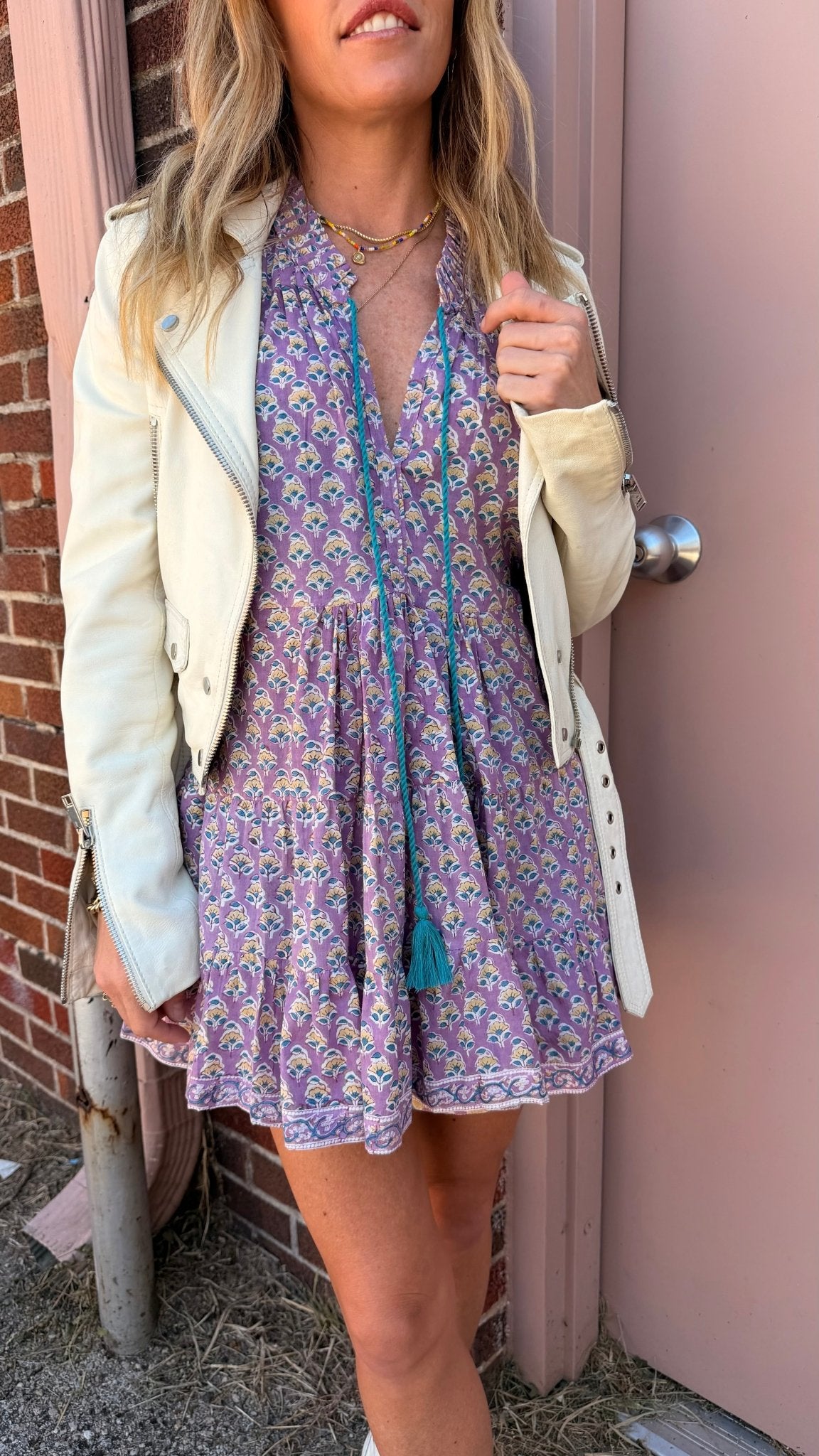 white christmas dresses Lisa Marie Fernandez Scallop Trim Cotton Blend Tweed Minidress in Pink Tweed at Nordstrom, Size 3