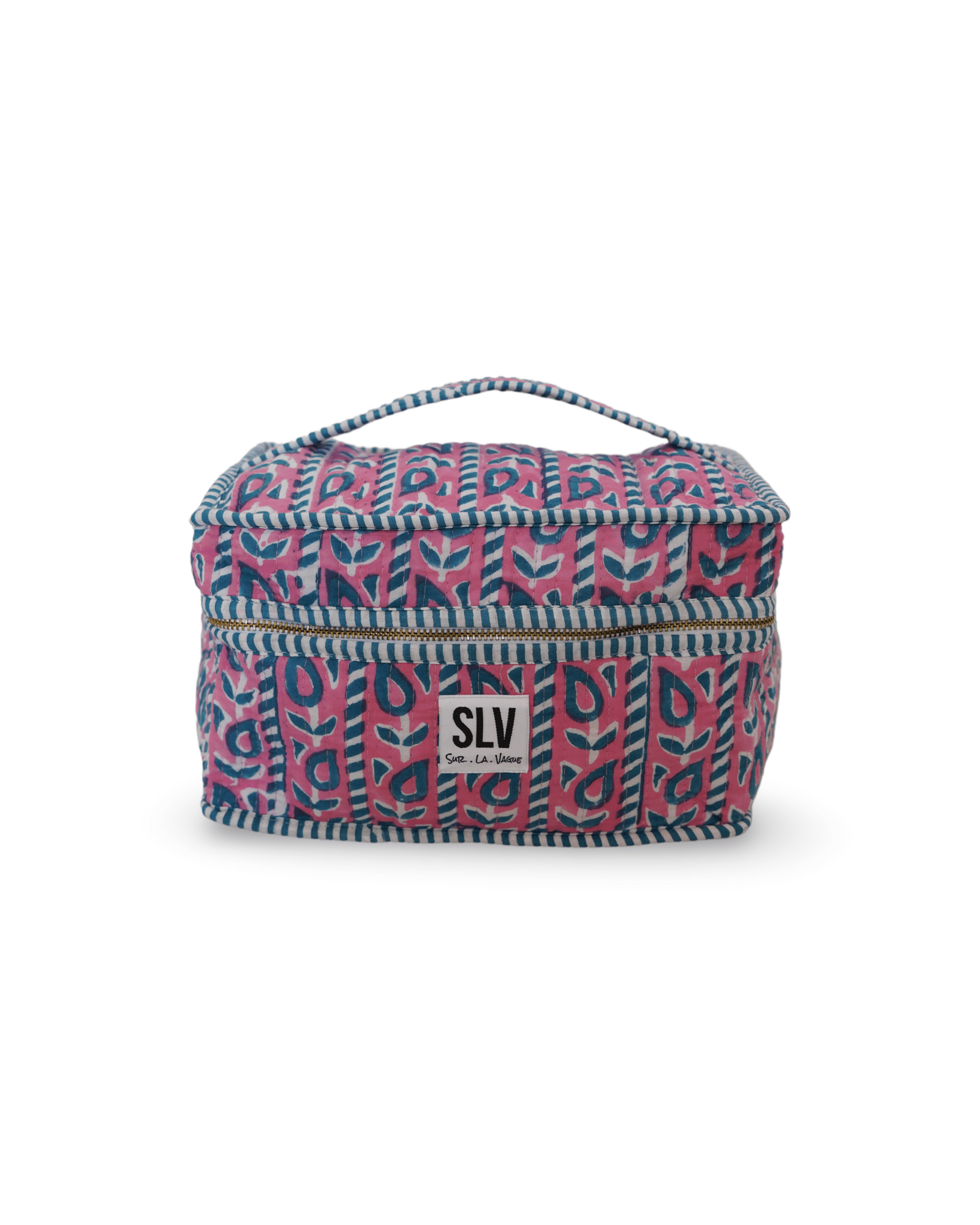 flat travel makeup bag Isa Flat Lay Makeup Bag — Hand Block-Printed Cotton