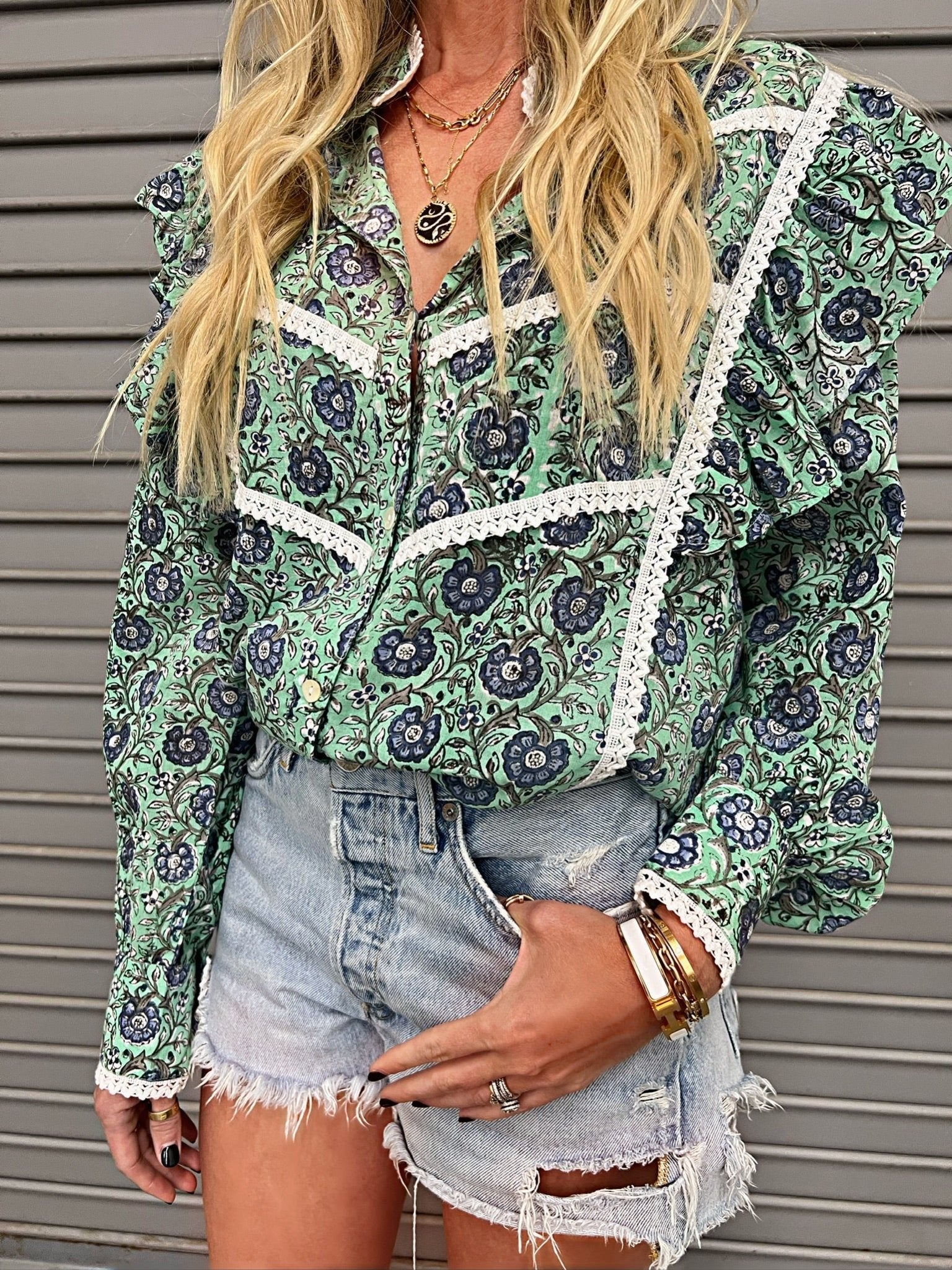 Marine Long Sleeve Blouse - Sur La Vague