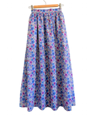 Meadow Maxi Skirt — periwinkle and blush floral on white cotton, flowing maxi with pockets | Sur La Vague