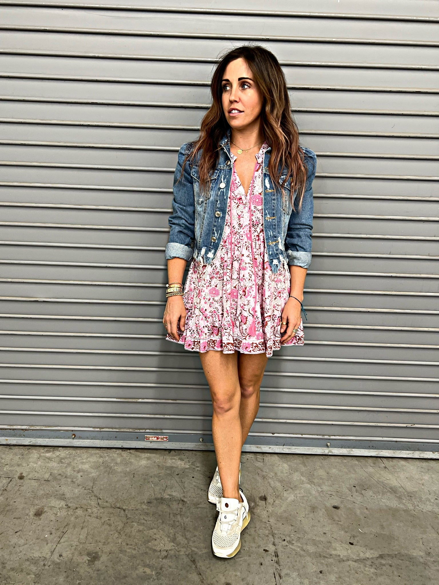 cotton mini dress with sleeves Cotton Mini Dress