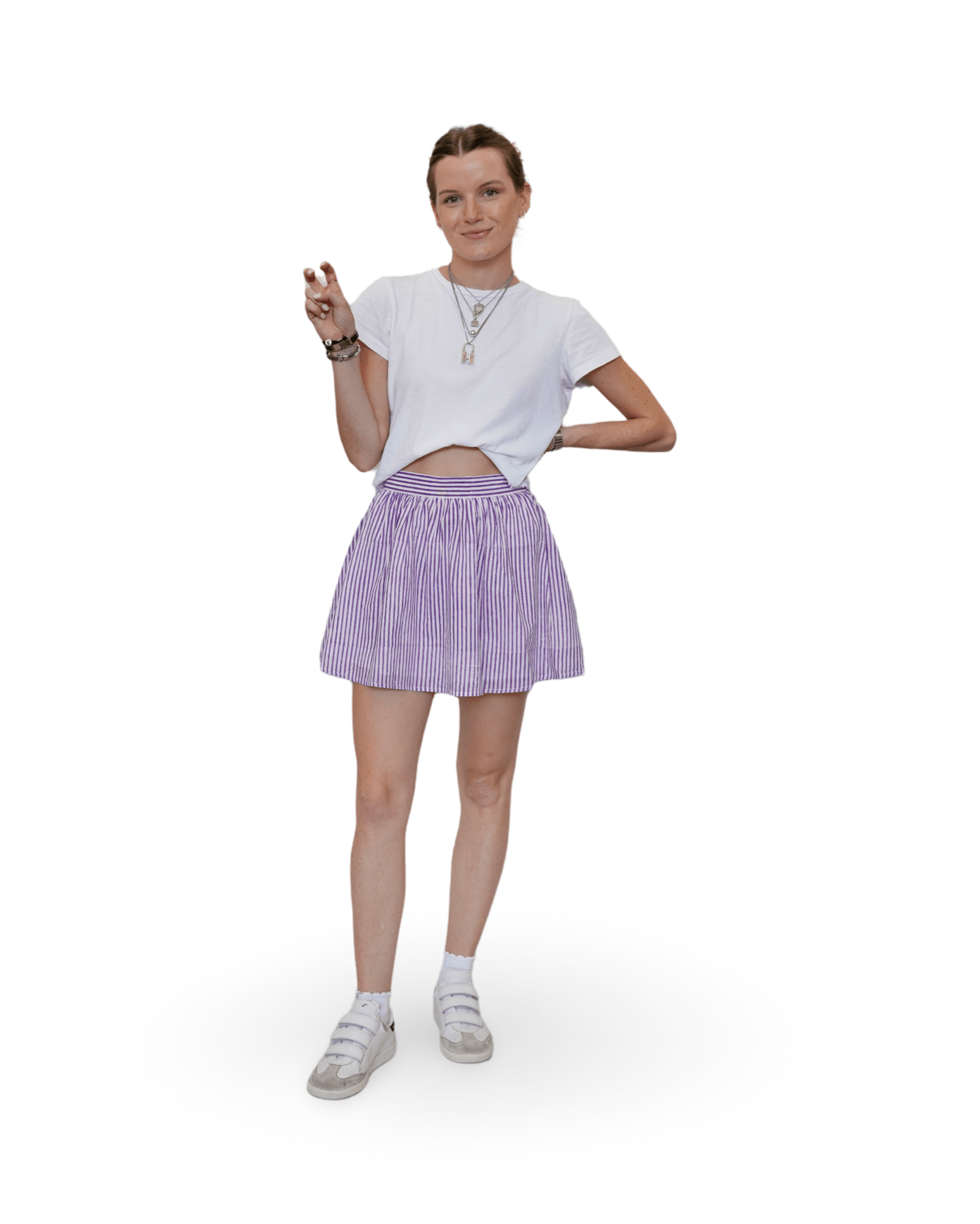 Purple Pinstripe Panel Mini Skirt - Sur La Vague