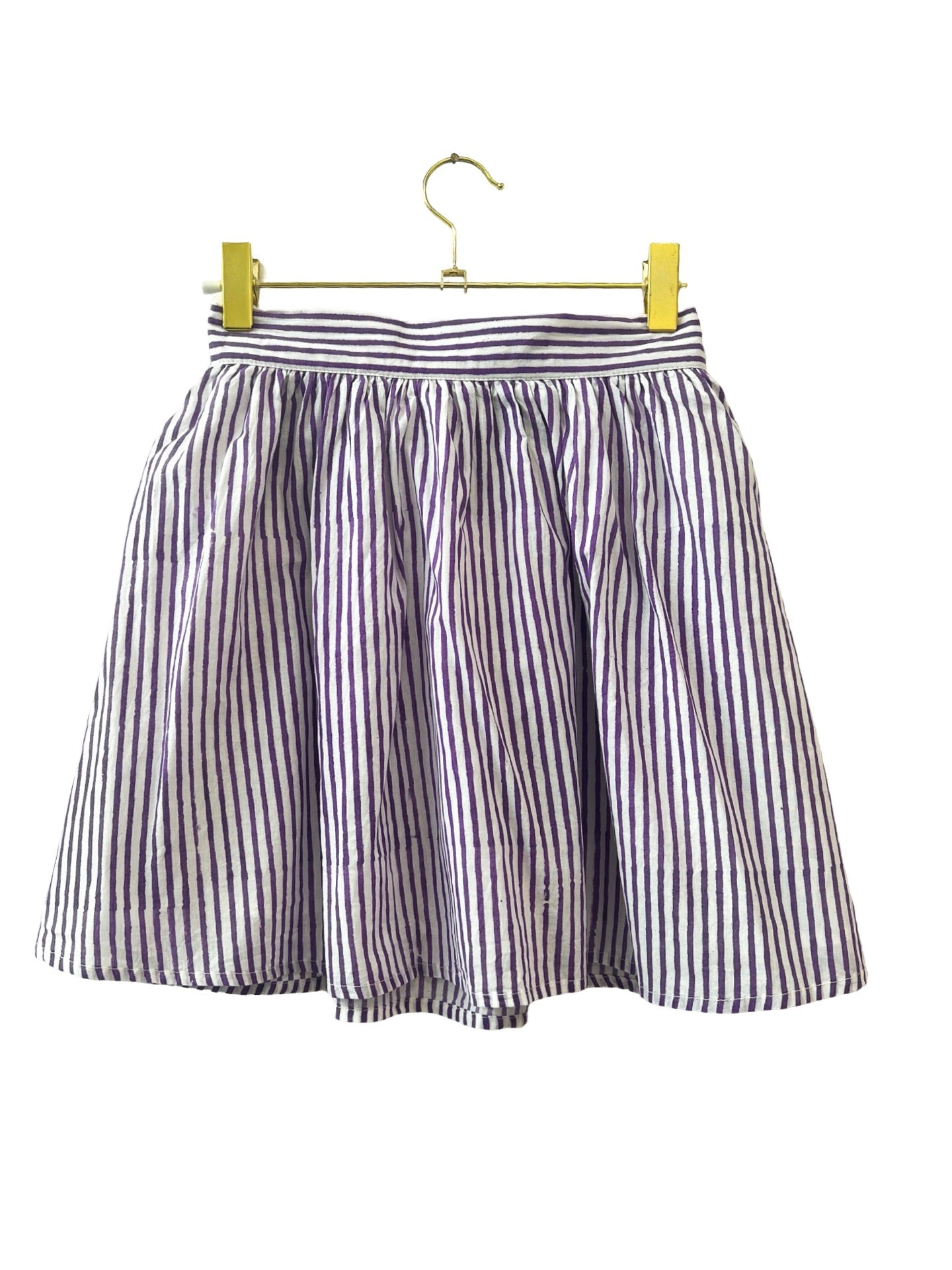Purple Pinstripe Panel Mini Skirt - Sur La Vague