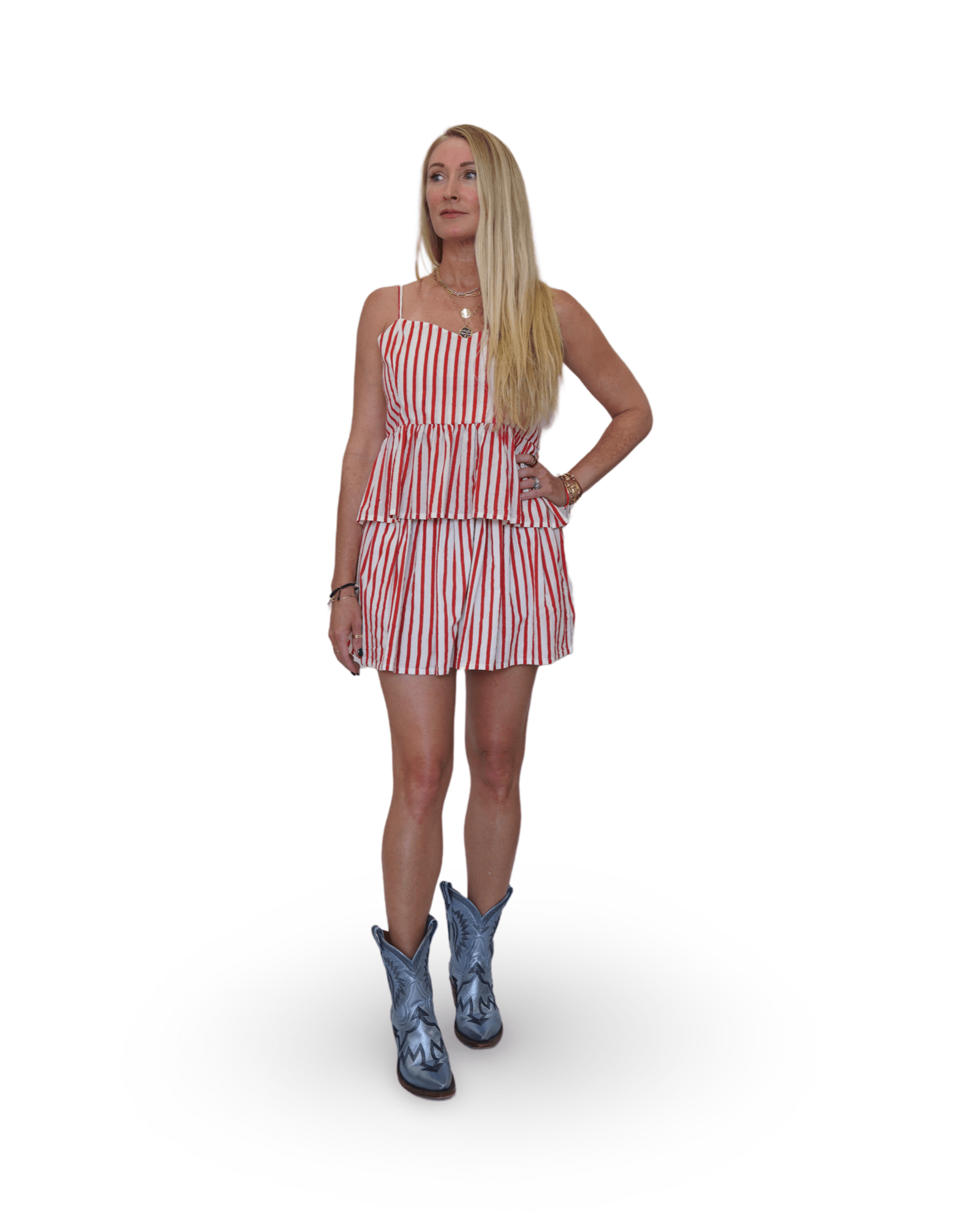 Red Stripe Panel Mini Skirt - Sur La Vague